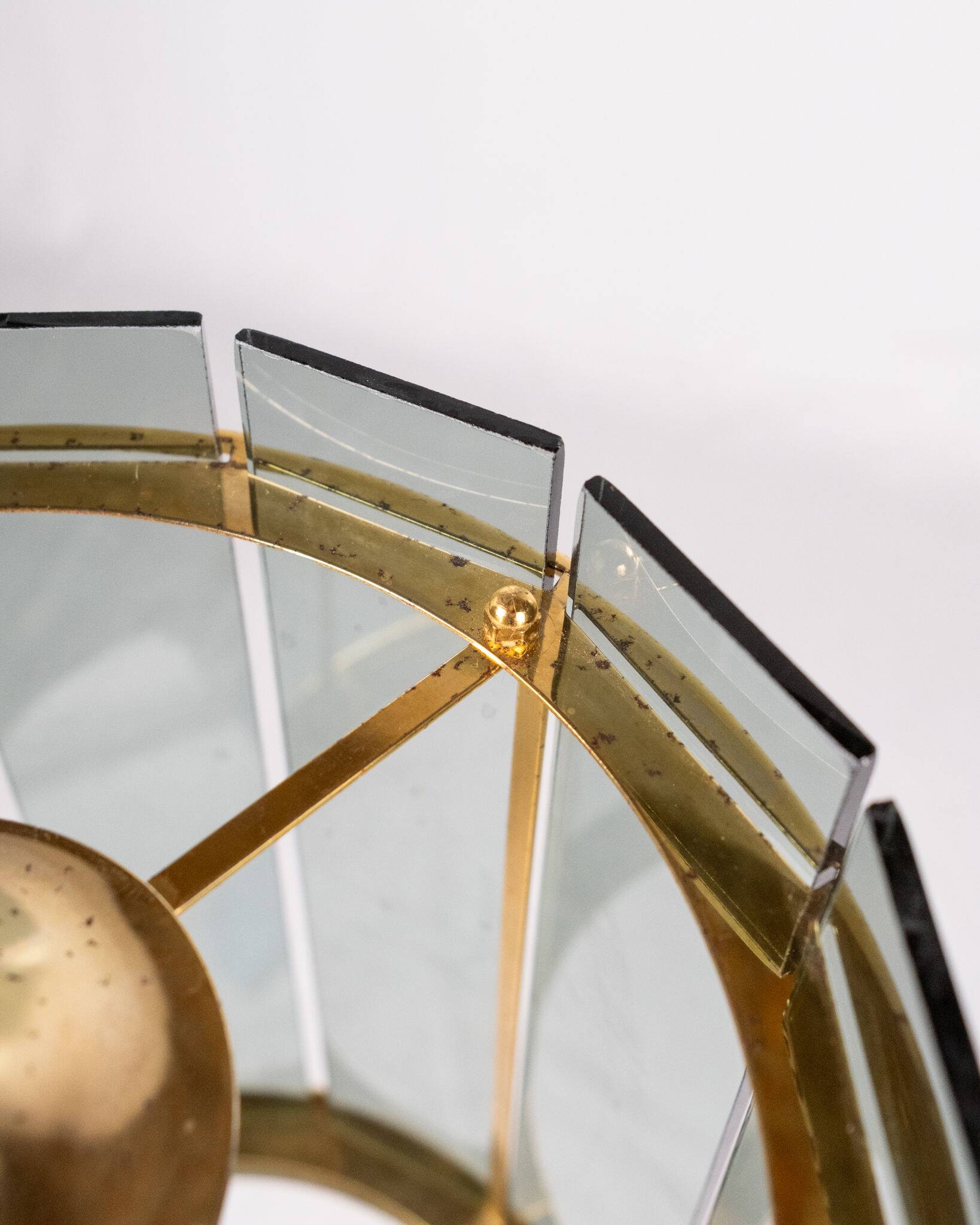 Suspension lanterne en verre et métal, Italie, 1970s