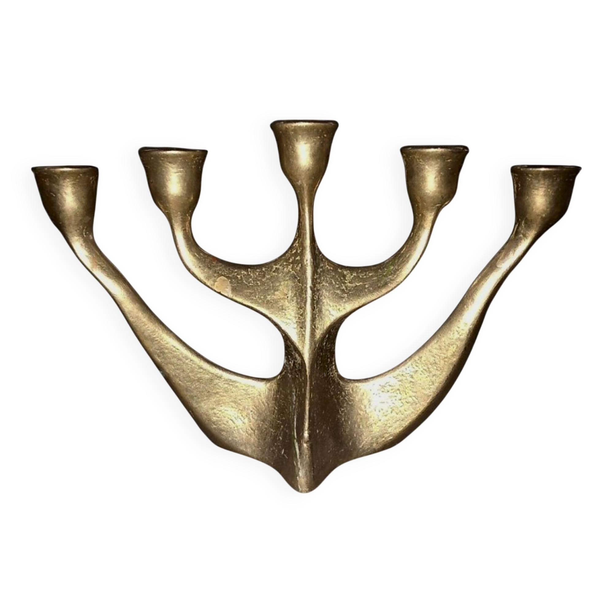 Modernist 5-branch candelabrum in solid brass – Circa 1960/70