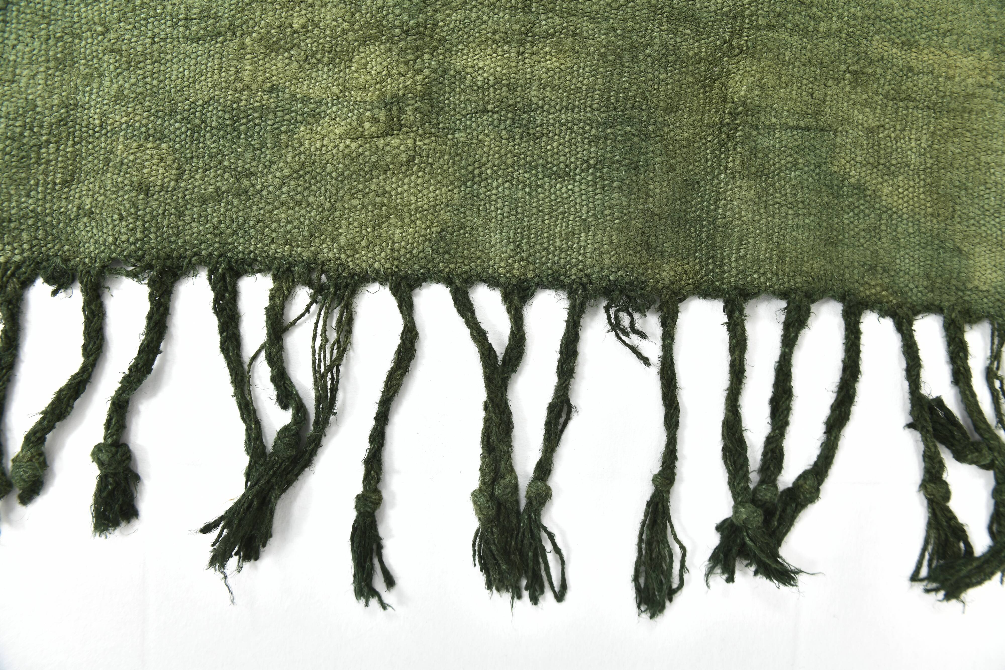 Shades Of Green Turkish Kilim Rug, 169x224Cm
