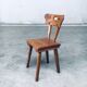 French Folk Art Rustic Dining Chair Set in Oak, 1940s, Set of 6