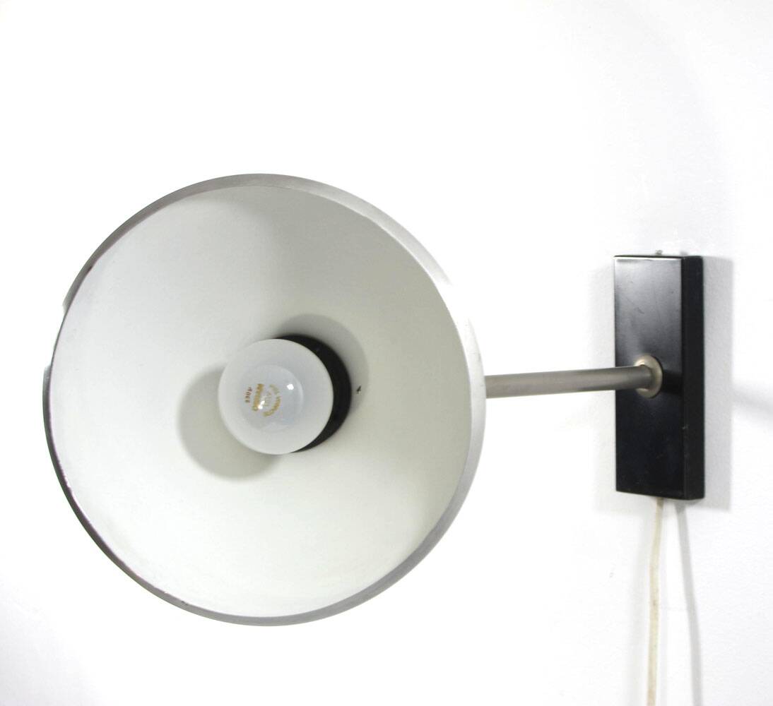 RAAK 1960s Adjustable Wall Lamp in Black and Aluminium