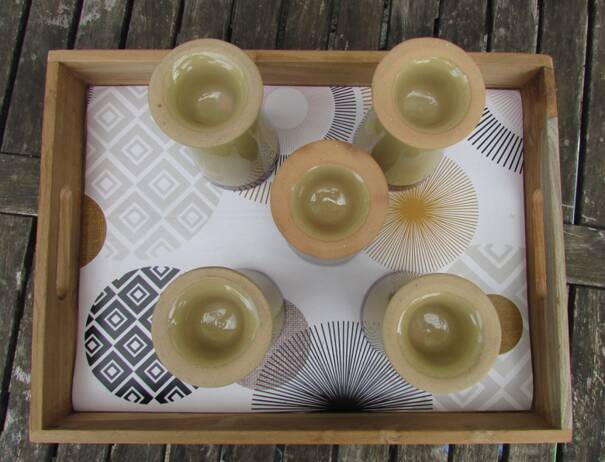 Lot de 5 mazagrans beige et marron