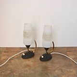 Mid-Century 60s lamp set – brass, glass, vintage design