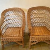 Paire de fauteuils en osier, 1960