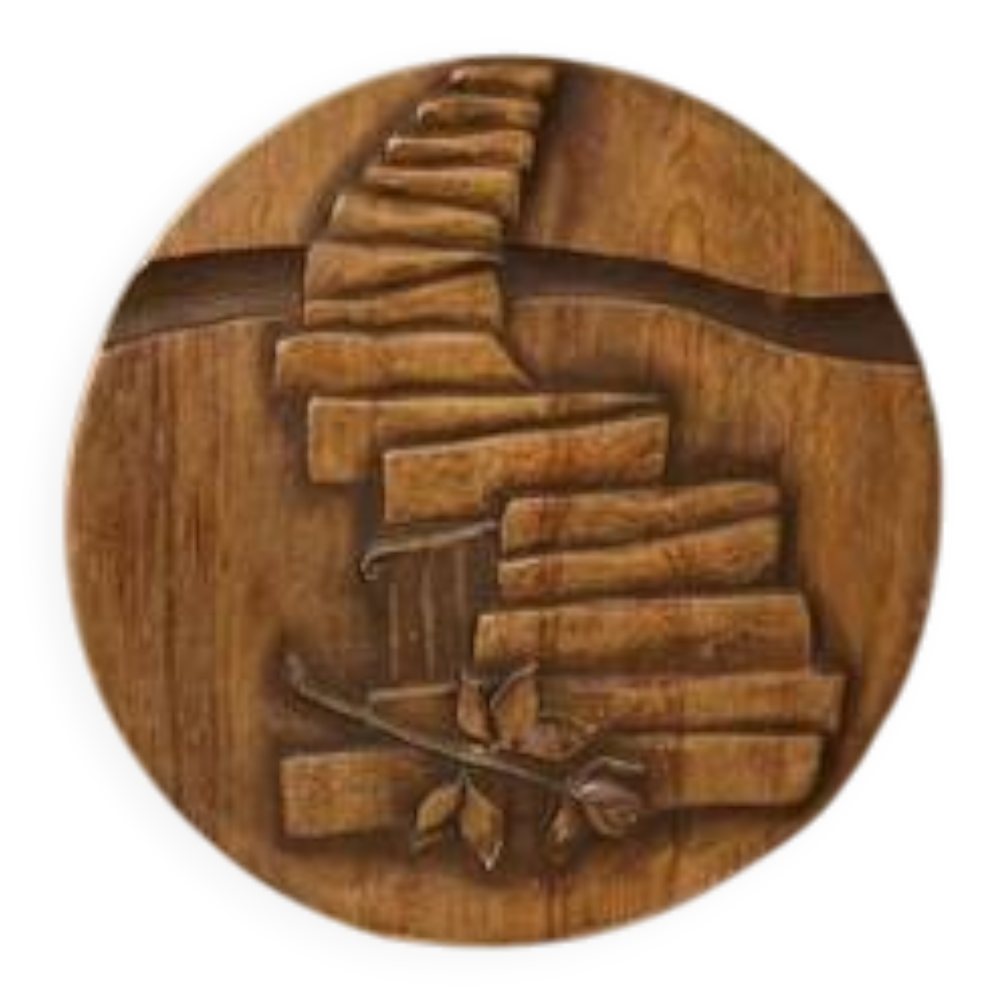 Vintage carved wooden wall plaque, sculptural relief, Czechoslovakia, mid-20th century, 47 cm