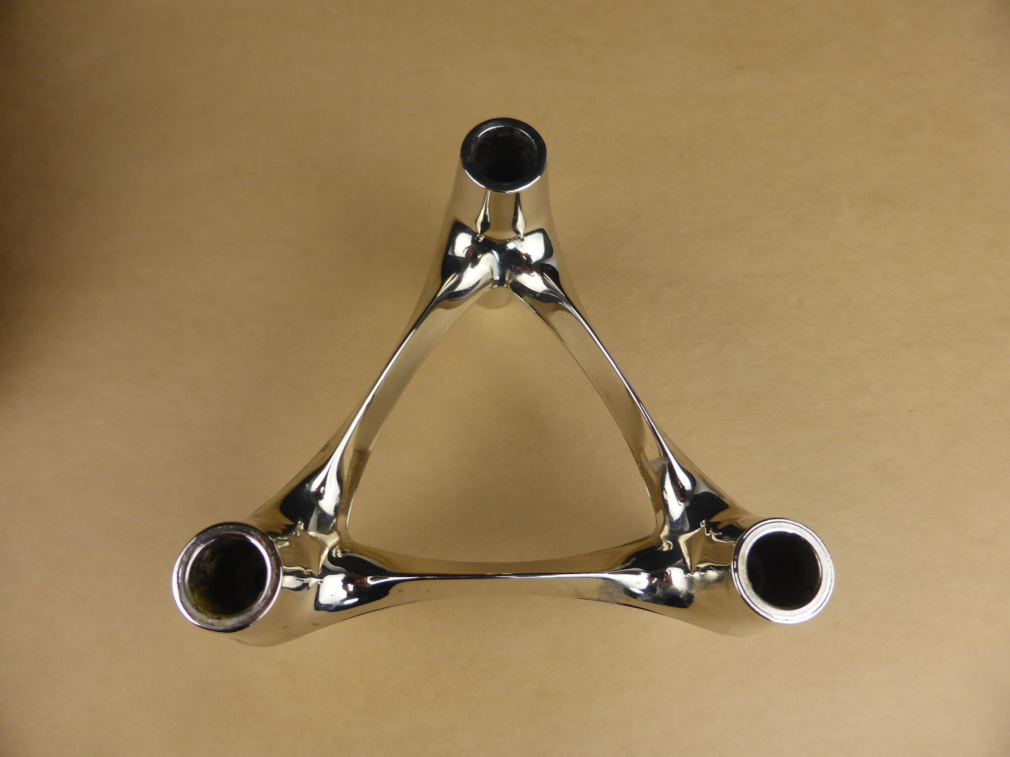 3 Combi-Leuchter chrome metal vintage candlesticks at BMF