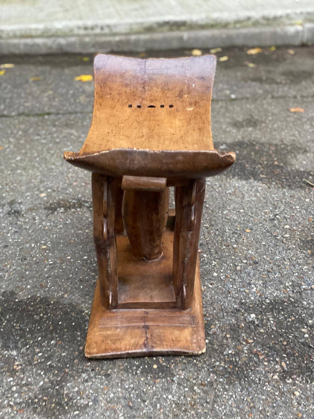 Ashanti African stool from Ivory Coast, carved from solid wood