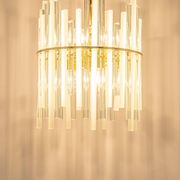 golden brass chandelier with crystal glass rods by C. Palme, Germany, 1970s.