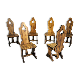 Série de 6 chaises savoyardes, 1950