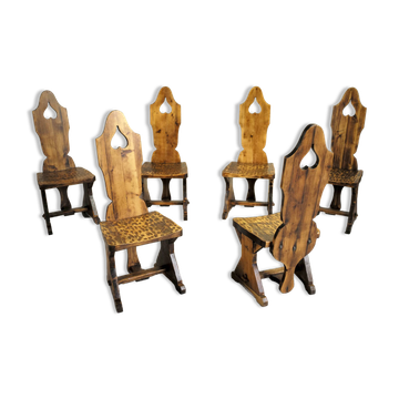 Set of 6 Savoyard chairs, 1950