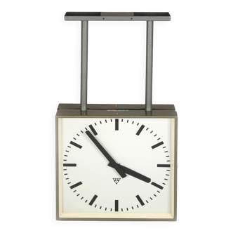 Large Double-Sided Railway Clock from Pragotron, 1980s