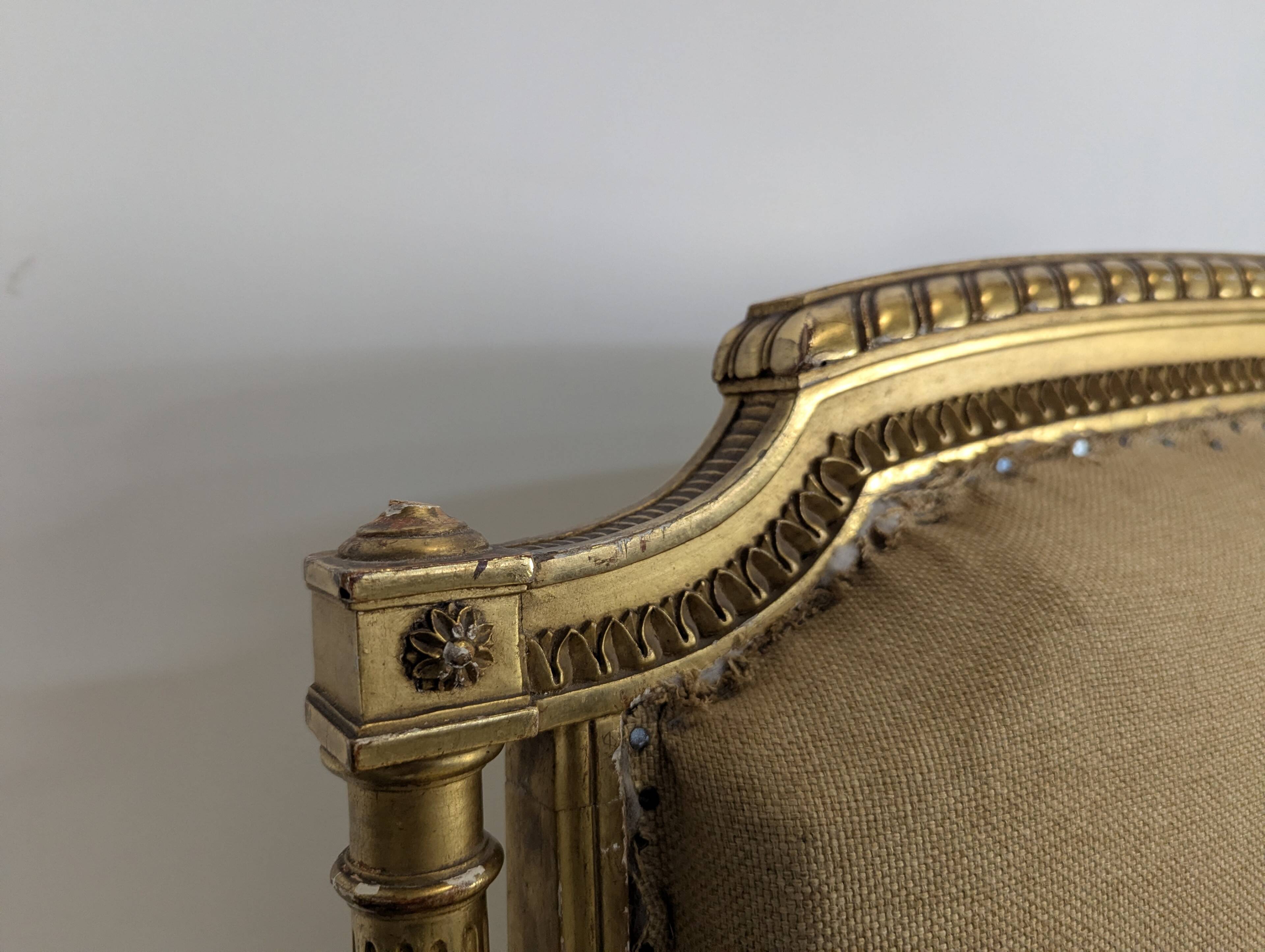 Louis XVI style canapé from the Napoleonic III era in gilded wood.