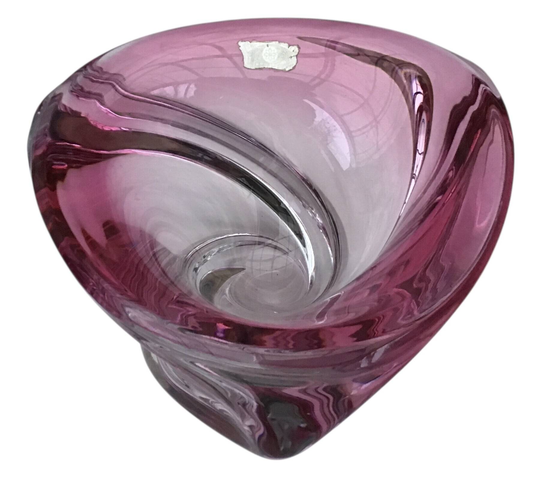 Vase Wave Val-Saint-Lambert ruby submerged design Delvenne 1950