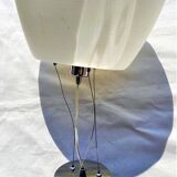 Large SUSPENSION with 3 cables in white glass and chrome large model