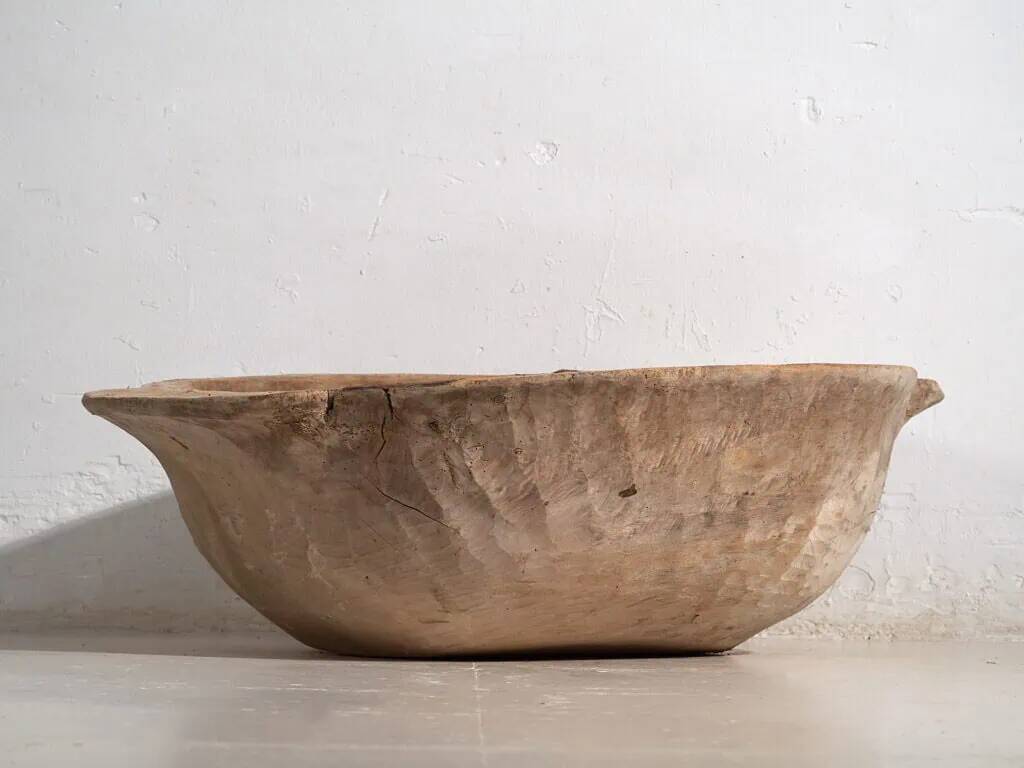 Large antique solid wood bowl (c.1900) #1