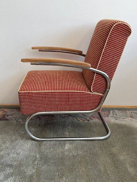 Cantilever Tubular Steel Armchair FN24 by Mücke-Melder, 1940-50s