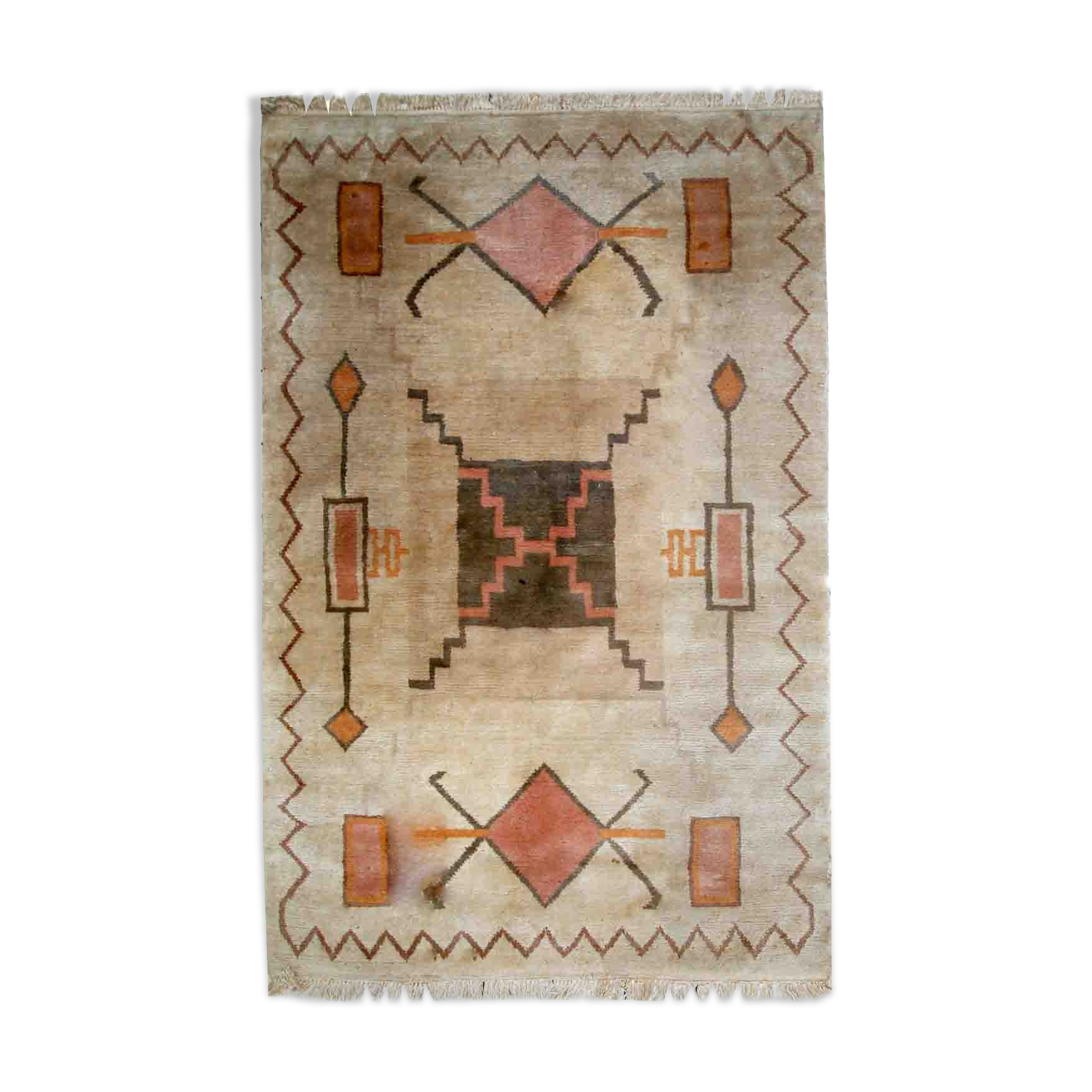 Vintage tibetan khaden handmade carpet 159cm x 237cm 1960s, 1c504