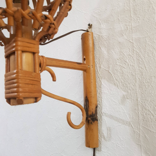 Rattan wall light