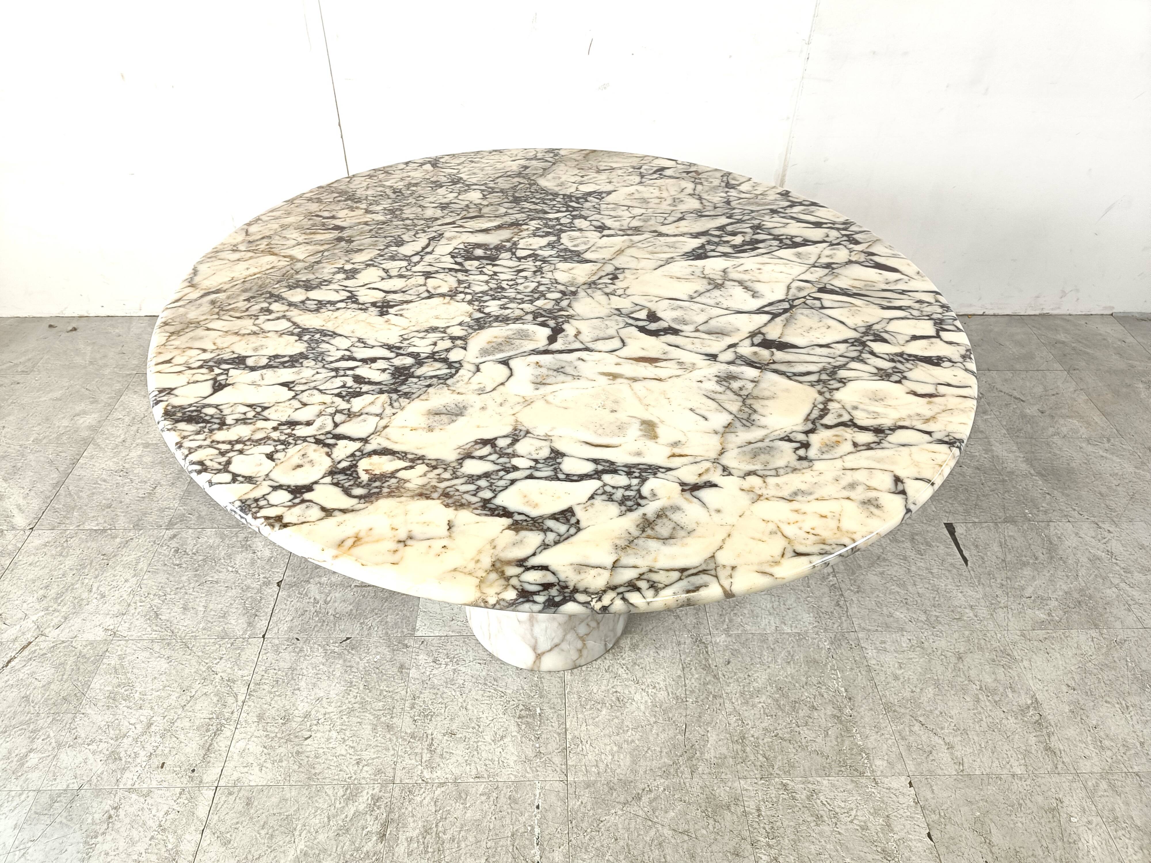 Vintage round marble dining table, 1970s