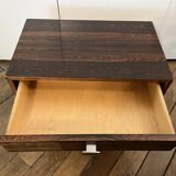 Vintage rosewood bedside table – 1970s – Chrome metal base