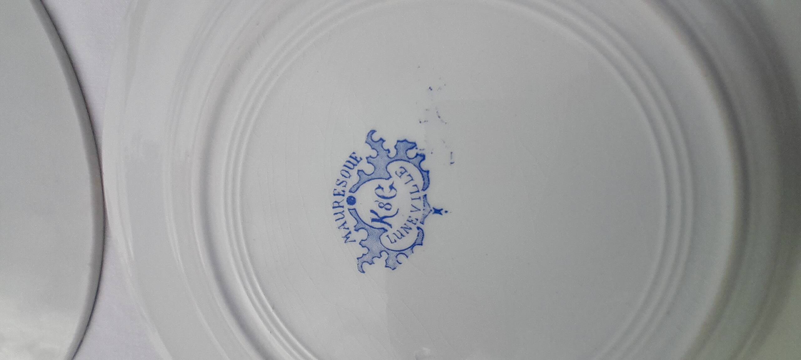 6 earthenware dinner plates KG Lunéville model Mauresque diam. 22 cm