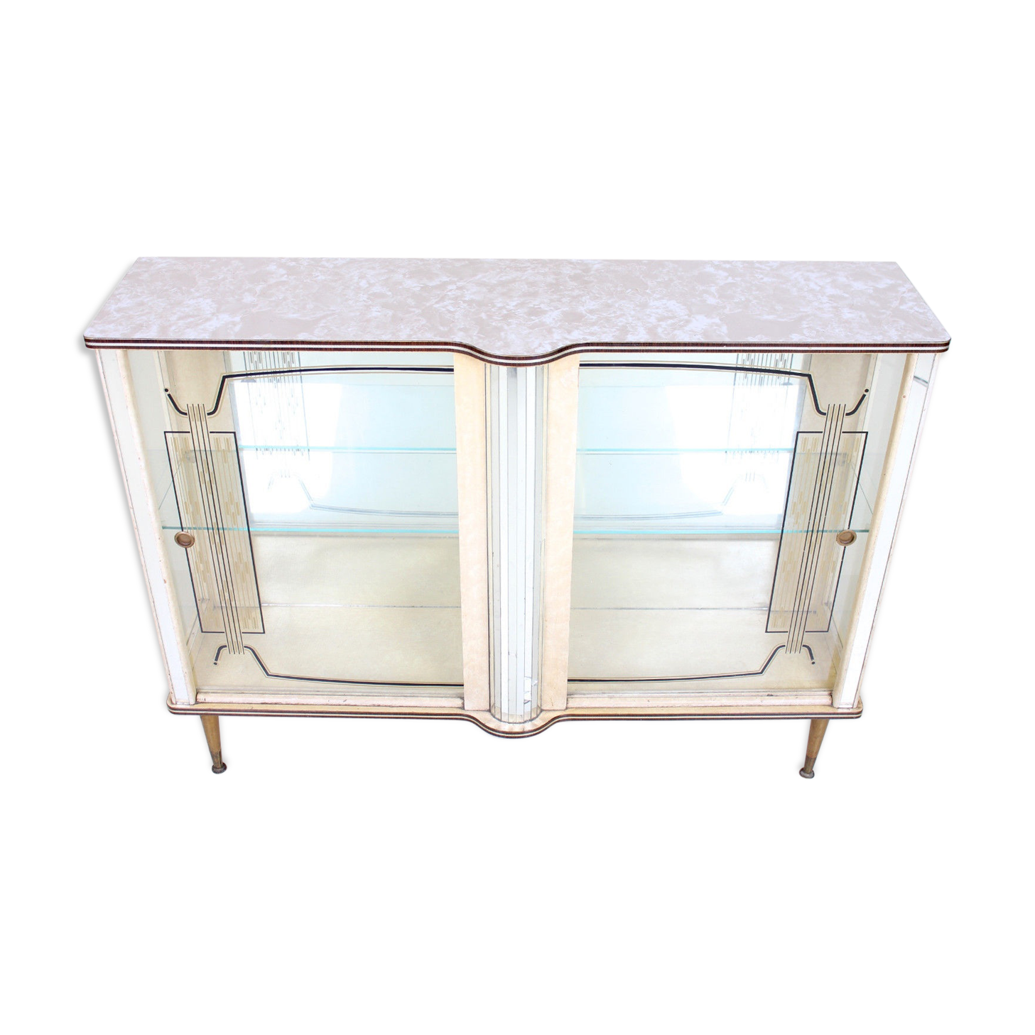Retro vintage glass sliding door display case