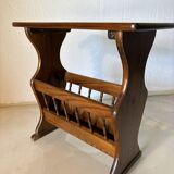 Turned wood magazine rack side table – vintage rustic style