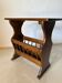 Side table, vintage turned wood magazine rack