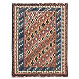Tapis Kilim fait main pour chambre à coucher, en laine tissée à plat, motif géométrique rouille, 293 × 210 cm
