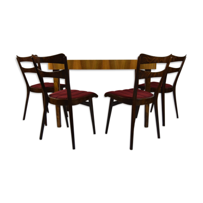 Table de salle à manger en teck & quatre chaises 1960s