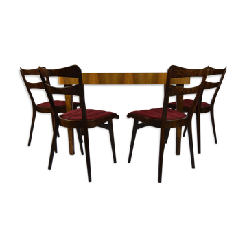 Table dining room in teak & four chairs 1960 s