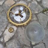 Louis XVI style bronze and glass ceiling light