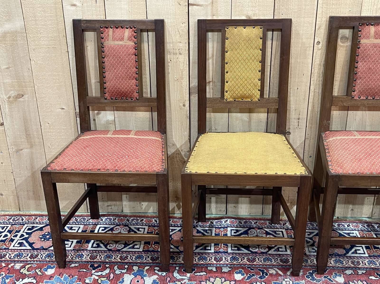 Series of 4 Art Deco mahogany chairs from the 1950s