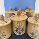 Lot of 6 enamelled terracotta pots - Moroccan pottery