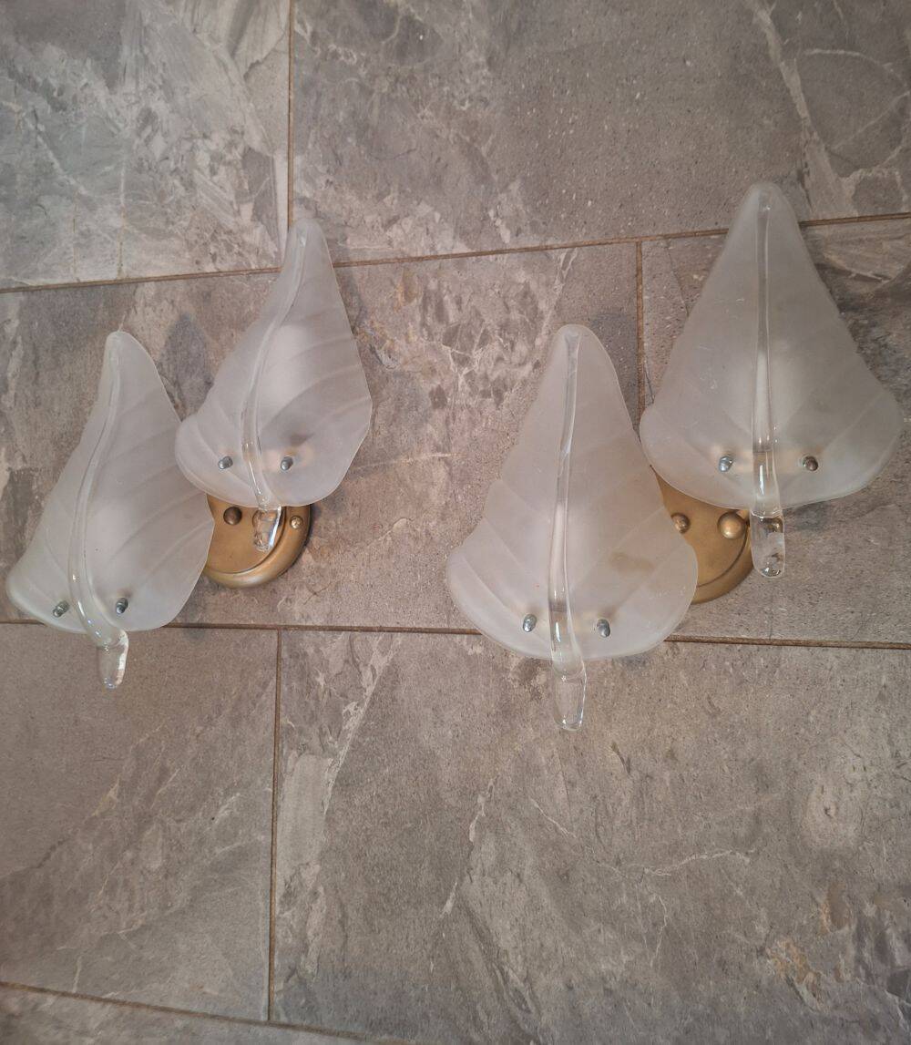 Antique Murano Double Wall Sconces Pair