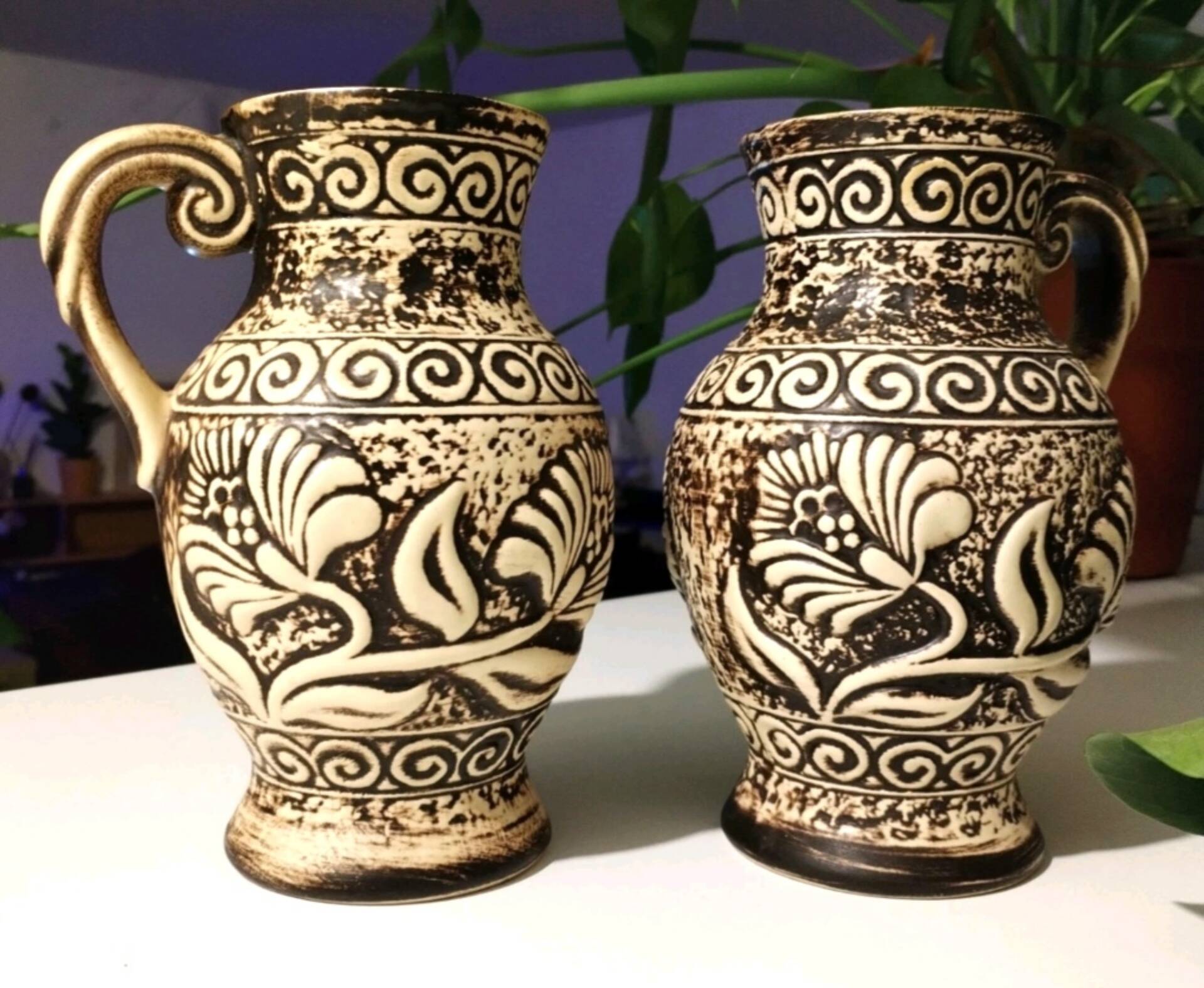 Paire de pichets, vases vintage Bay Keramik 671-20 – West Germany