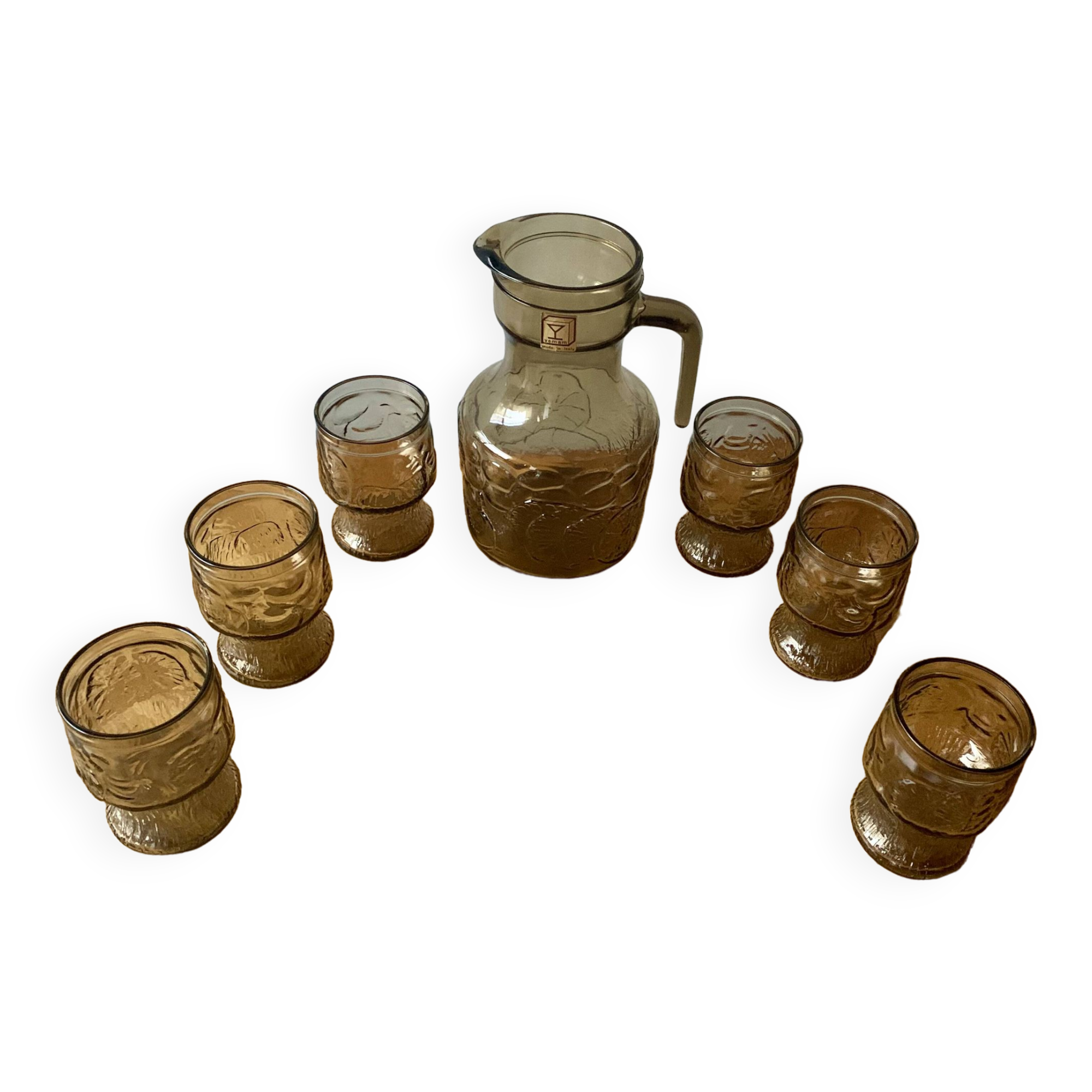 Vintage smoked glass lemonade set - vemam - made in italy
