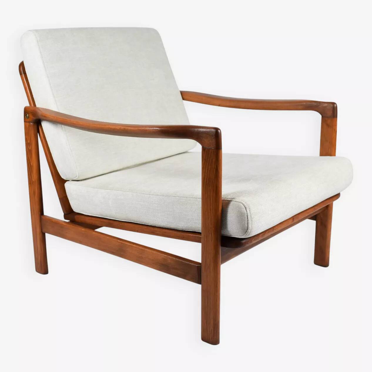Fauteuil scandinave original Baczyk, années 1960, rénovation, teck.