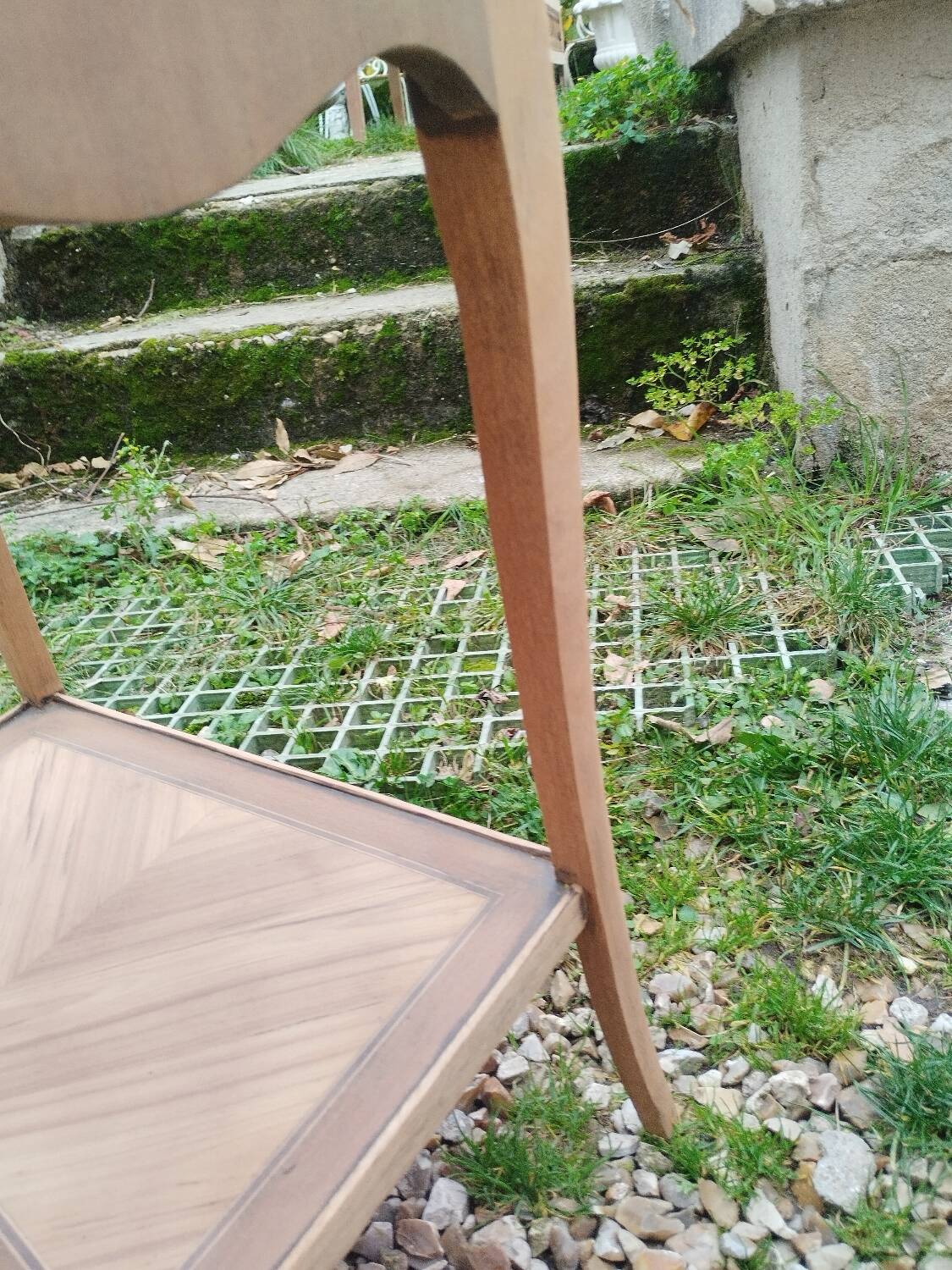 Antique Louis XVI style marquetry bedside table