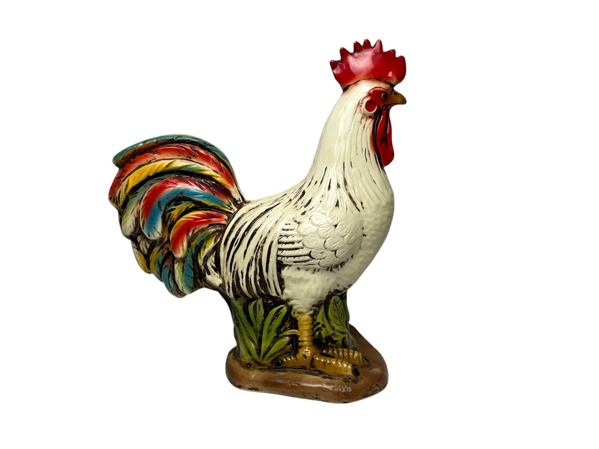 Plaster sculpture of a varnished cockerel from Jordan, mid-20th century