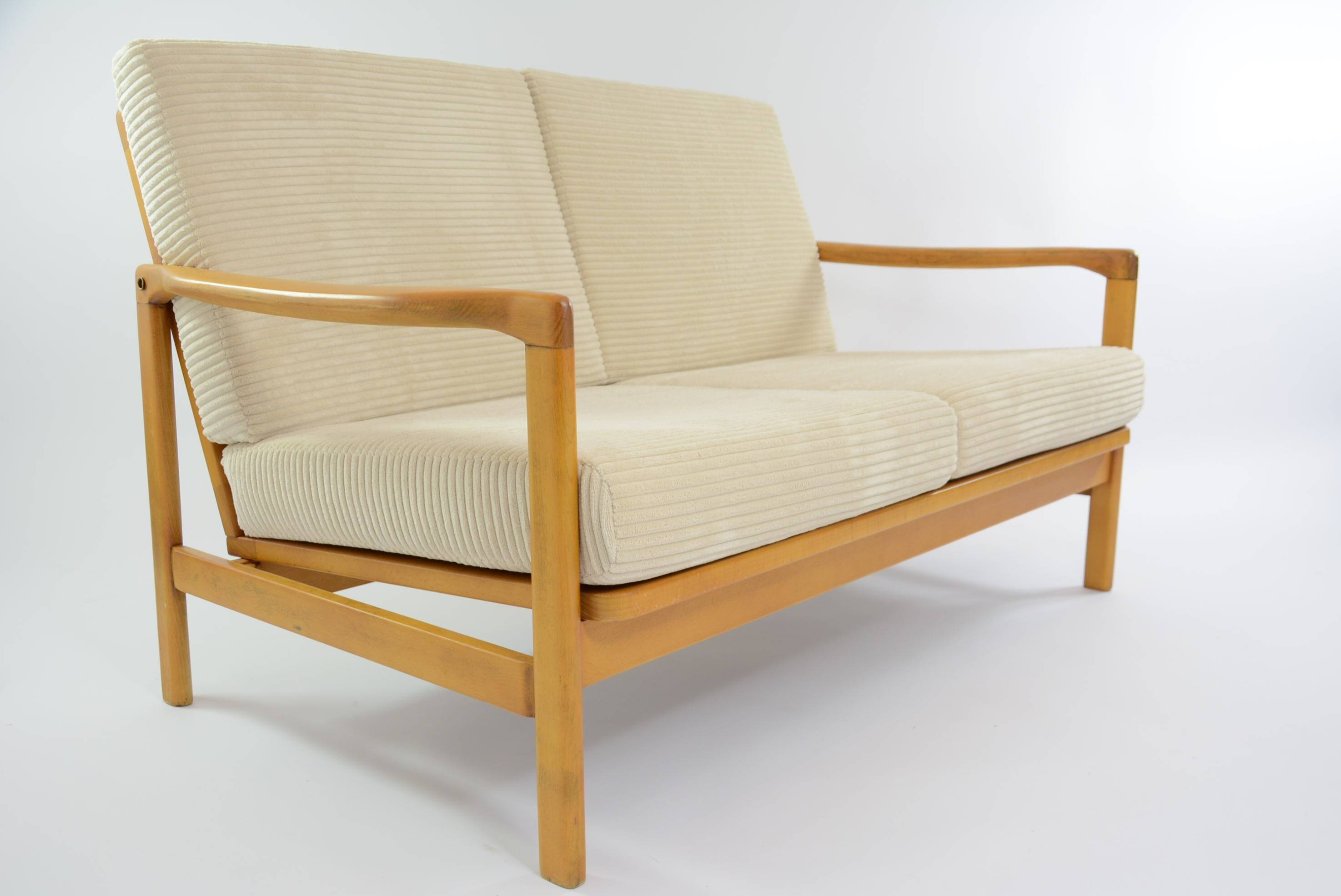 Cream corduroy 2-seater bench seat