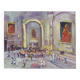 Oil on wood by Riccardo Capone Interior Church 50s 60s