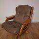 Fauteuil pivotant en bois et cuir, Pays-Bas années 70