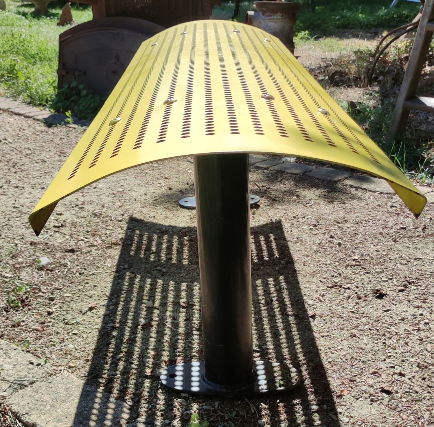 Vintage yellow metal bench