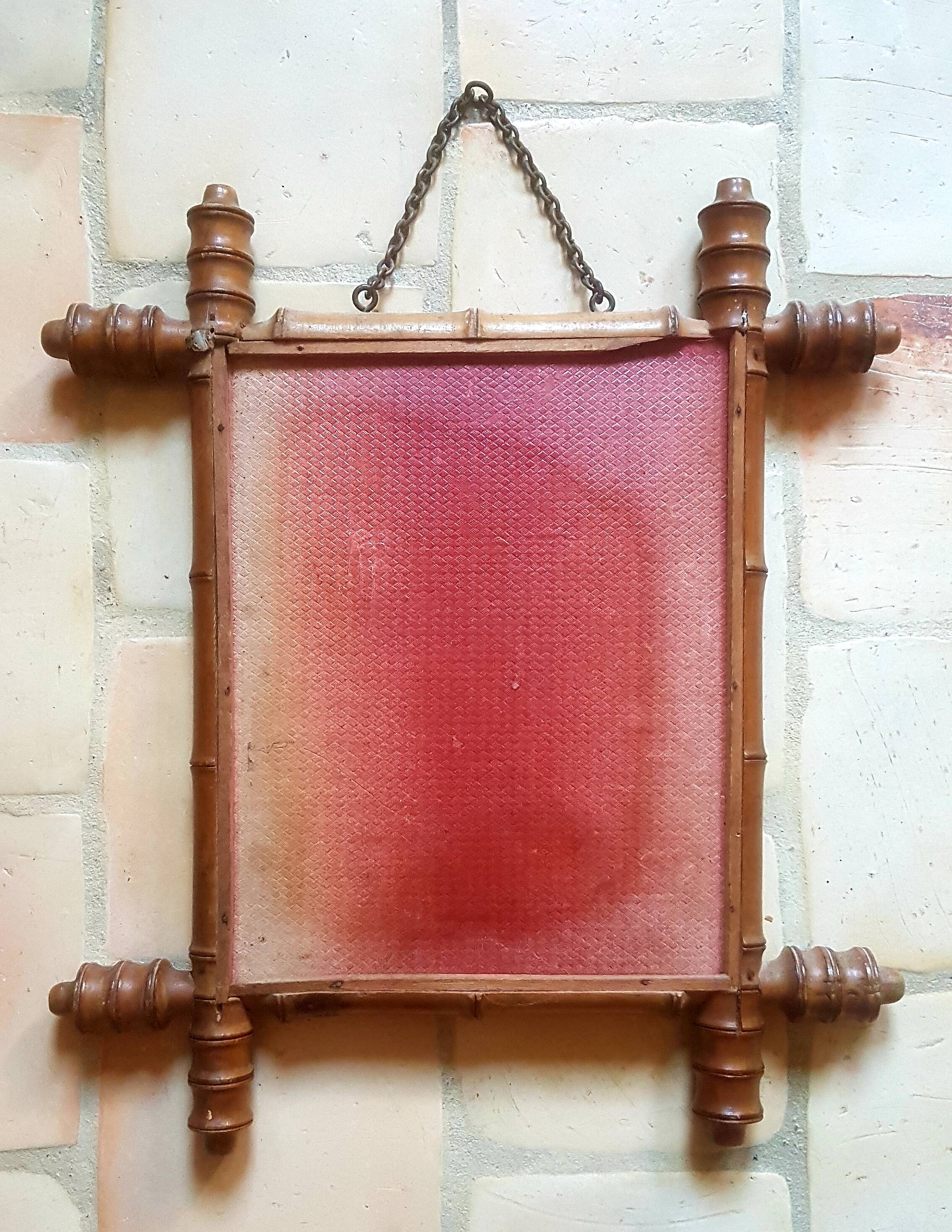 Small mirror Vintage bamboo late nineteenth century 37x41cm