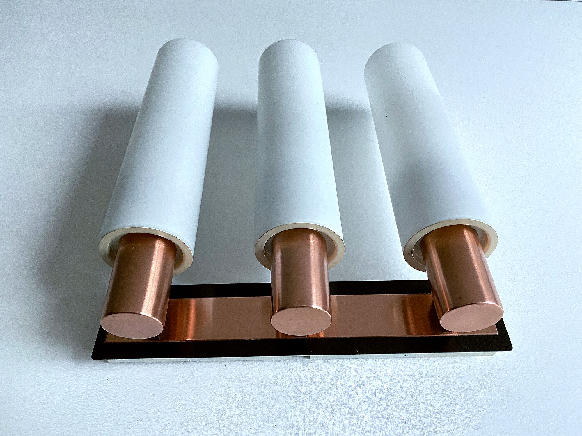 Vintage Scandinavian Triple Plique, 60s, Copper Glass
