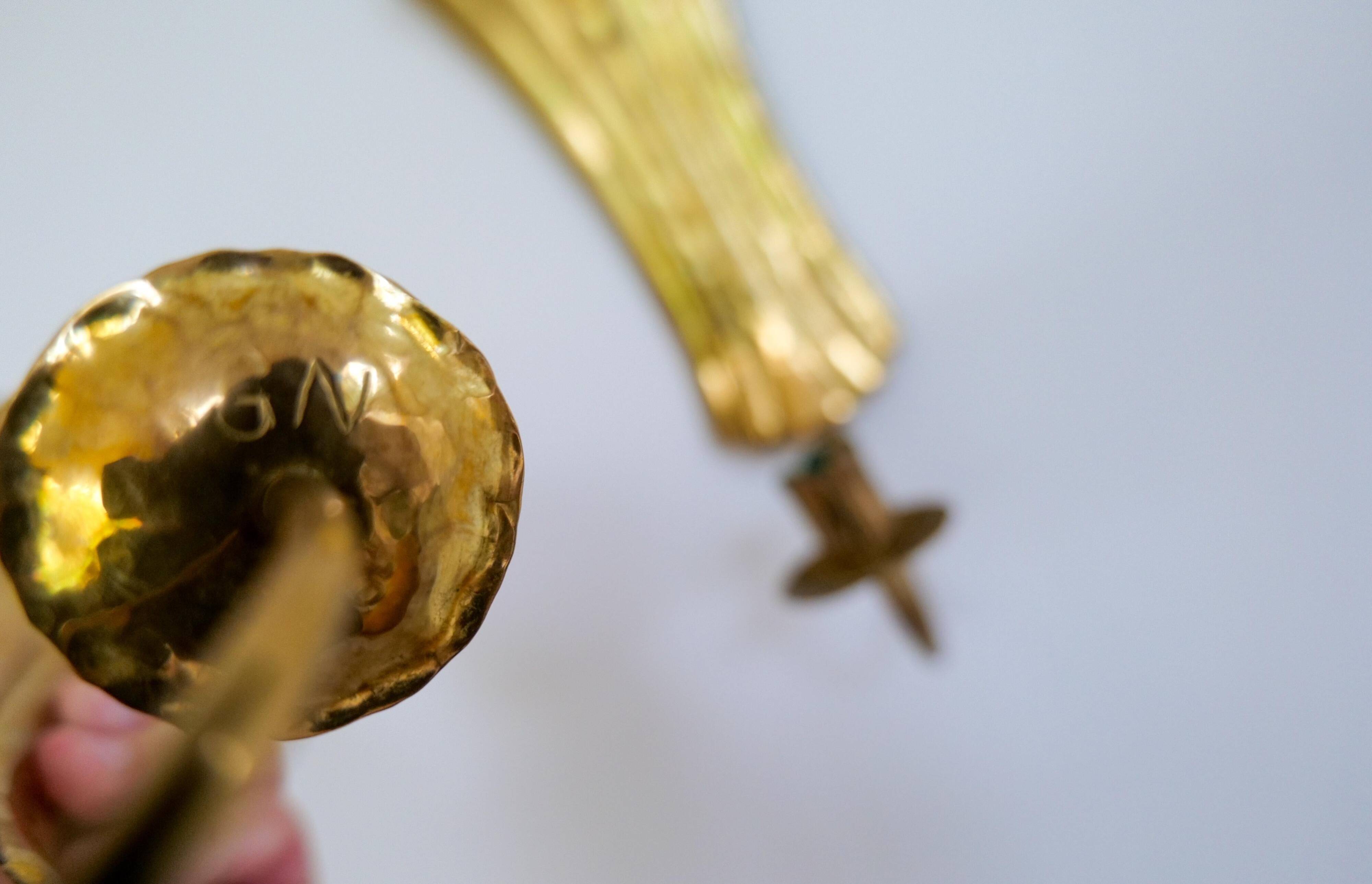 Pair of Art Deco wall sconces in brass, Sweden, 1950s