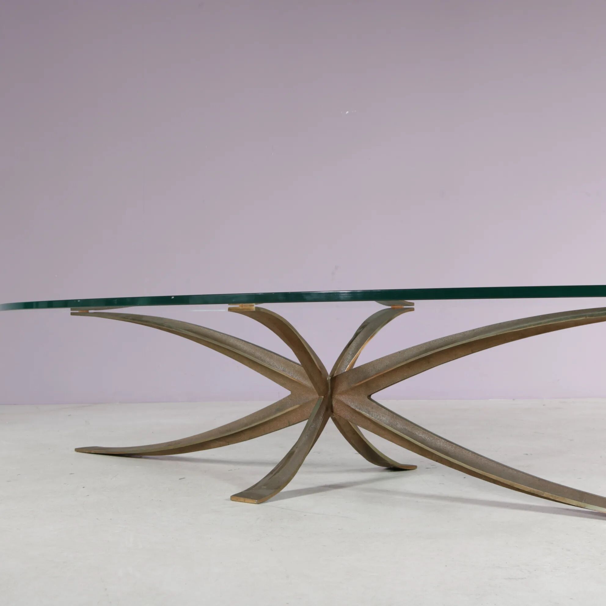 Brass coffee table by Michel Mangematin & Roger Bruny, France 1960