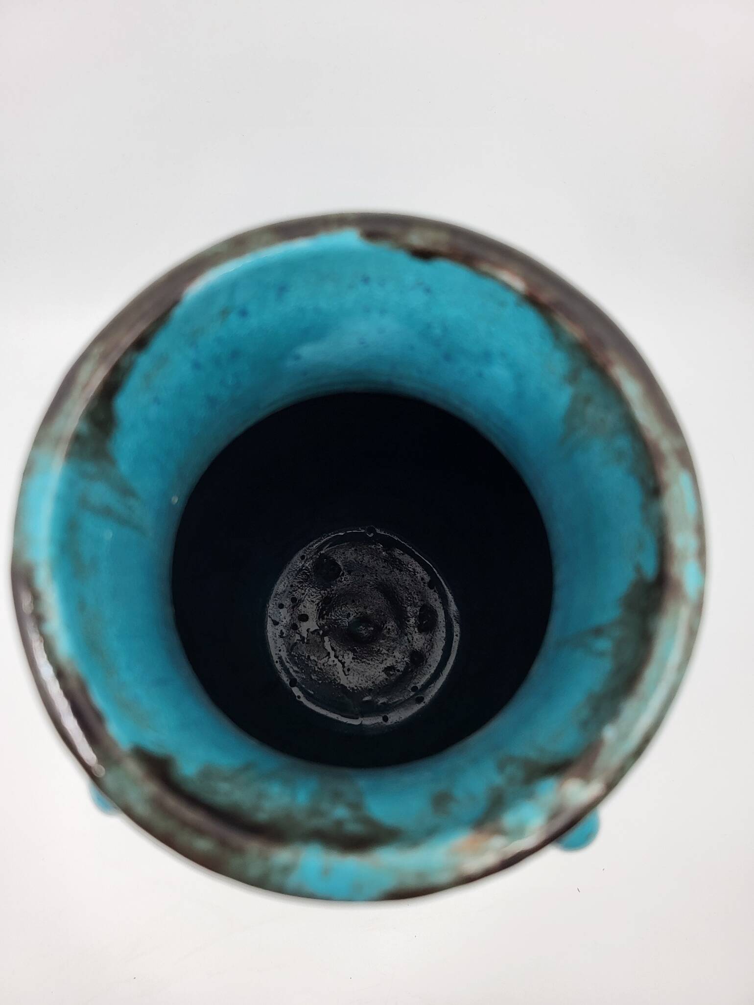 Primavera Vase for Spring in French Art Deco blue ceramic