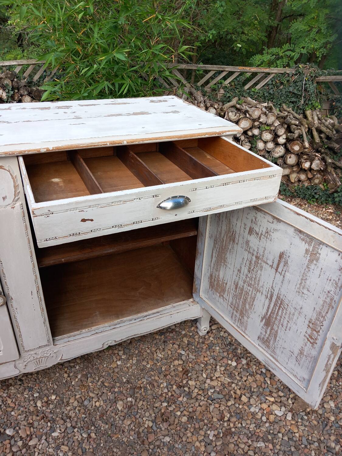 Old low sideboard in solid wood